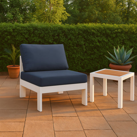 Waverly Navy Water Resistant Fabric Upholstered Outdoor Patio Armless Chair, 1 Piece