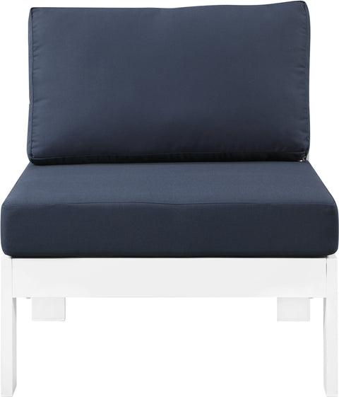 Alyssa Navy Water Resistant Fabric Outdoor Patio Aluminum Armless Chair Armless