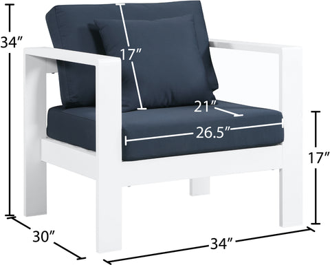 Alyssa Navy Water Resistant Fabric Outdoor Patio Aluminum Arm Chair Chair