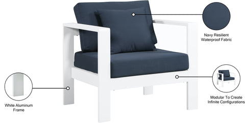 Alyssa Navy Water Resistant Fabric Outdoor Patio Aluminum Arm Chair Chair