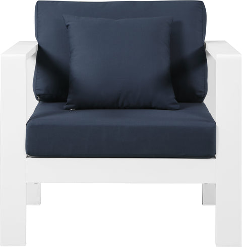 Alyssa Navy Water Resistant Fabric Outdoor Patio Aluminum Arm Chair Chair