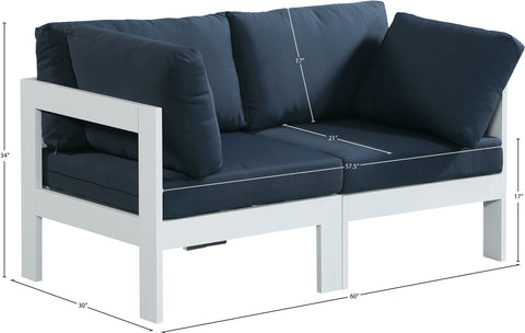 Alyssa Navy Water Resistant Fabric Outdoor Patio Modular Sofa S60A