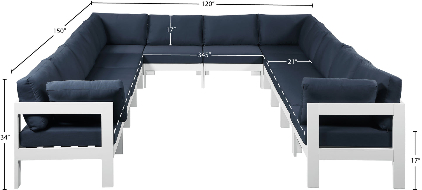 alyssa navy water resistant fabric outdoor patio modular sectional sec12a