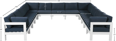 Alyssa Navy Water Resistant Fabric Outdoor Patio Modular Sectional Sec13A