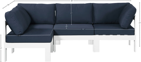 Alyssa Navy Water Resistant Fabric Outdoor Patio Modular Sectional Sec4A