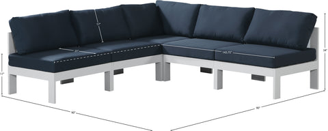 Alyssa Navy Water Resistant Fabric Outdoor Patio Modular Sectional Sec5A