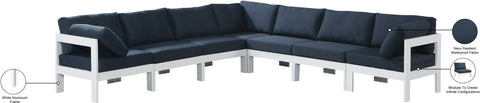 Alyssa Navy Water Resistant Fabric Outdoor Patio Modular Sectional Sec7B