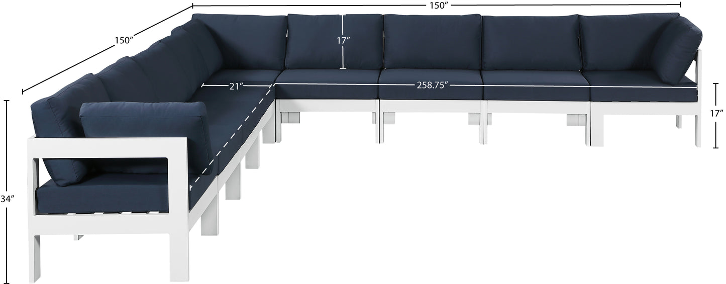 alyssa navy water resistant fabric outdoor patio modular sectional sec9b