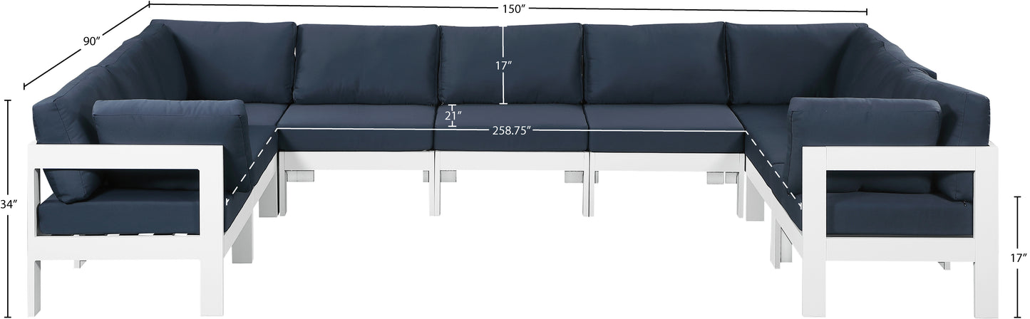 alyssa navy water resistant fabric outdoor patio modular sectional sec9c