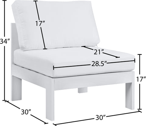 Alyssa White Water Resistant Fabric Outdoor Patio Aluminum Armless Chair Armless