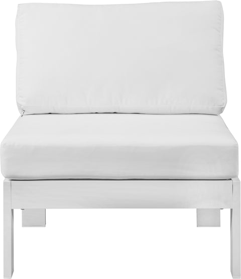 Renuar White Water Resistant Fabric Outdoor Patio Aluminum Armless Chair