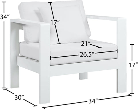 Alyssa White Water Resistant Fabric Outdoor Patio Aluminum Arm Chair Chair