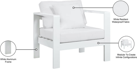 Alyssa White Water Resistant Fabric Outdoor Patio Aluminum Arm Chair Chair