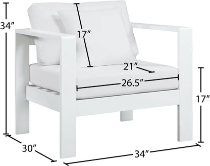 Renuar White Water Resistant Fabric Outdoor Patio Aluminum Arm Chair