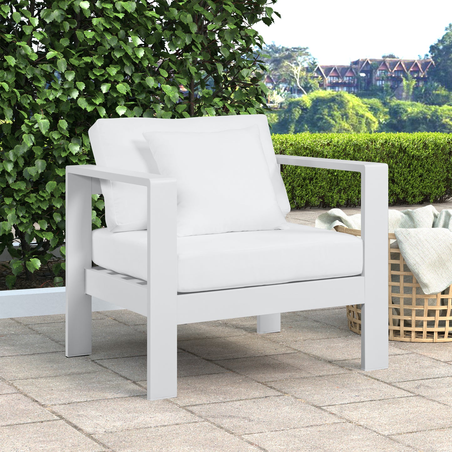 renuar white water resistant fabric outdoor patio aluminum arm chair