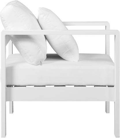 Renuar White Water Resistant Fabric Outdoor Patio Aluminum Arm Chair