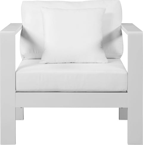 Alyssa White Water Resistant Fabric Outdoor Patio Aluminum Arm Chair Chair