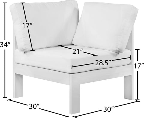 Alyssa White Water Resistant Fabric Outdoor Patio Aluminum Corner Chair Corner
