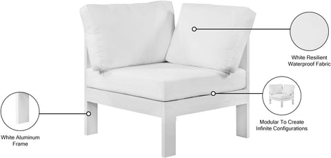 Alyssa White Water Resistant Fabric Outdoor Patio Aluminum Corner Chair Corner