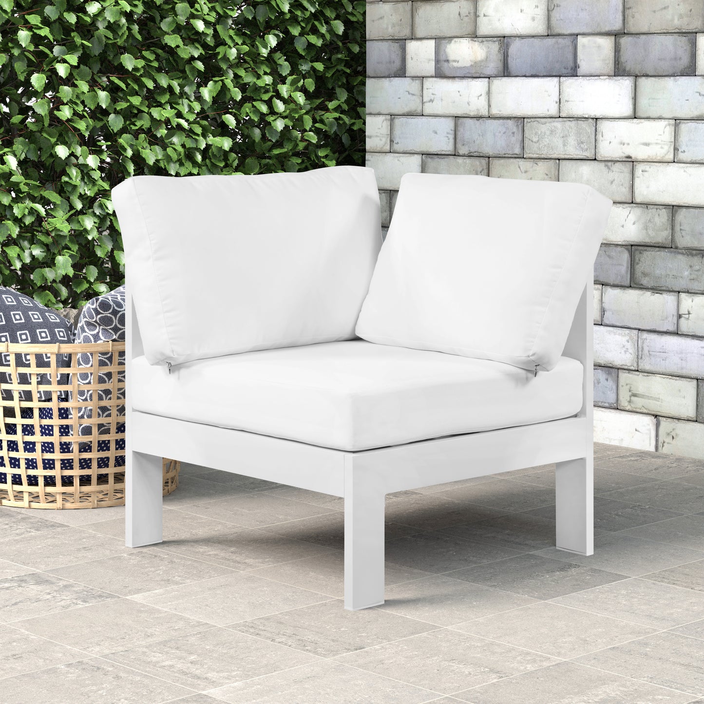 renuar white water resistant fabric outdoor patio aluminum corner chair