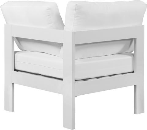 Renuar White Water Resistant Fabric Outdoor Patio Aluminum Corner Chair