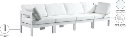 Alyssa White Water Resistant Fabric Outdoor Patio Modular Sofa S120A