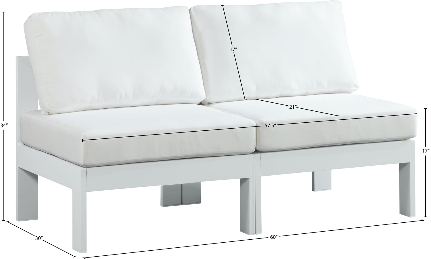 alyssa white water resistant fabric outdoor patio modular sofa s60b