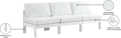 Alyssa White Water Resistant Fabric Outdoor Patio Modular Sofa S90B