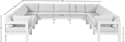 Alyssa White Water Resistant Fabric Outdoor Patio Modular Sectional Sec11A