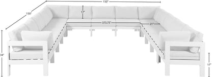 Alyssa White Water Resistant Fabric Outdoor Patio Modular Sectional Sec13A