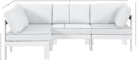 Alyssa White Water Resistant Fabric Outdoor Patio Modular Sectional Sec4A