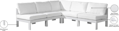 Alyssa White Water Resistant Fabric Outdoor Patio Modular Sectional Sec5A