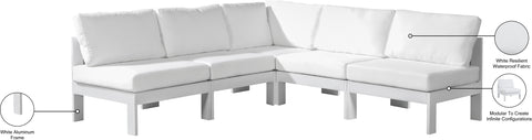 Alyssa White Water Resistant Fabric Outdoor Patio Modular Sectional Sec5A