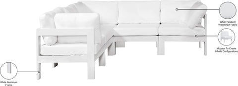 Alyssa White Water Resistant Fabric Outdoor Patio Modular Sectional Sec5B