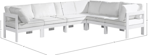 Alyssa White Water Resistant Fabric Outdoor Patio Modular Sectional Sec6A