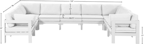 Alyssa White Water Resistant Fabric Outdoor Patio Modular Sectional Sec9C