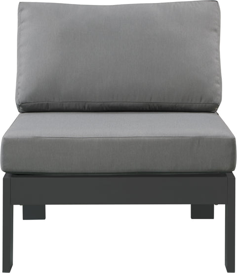 Alyssa Grey Water Resistant Fabric Outdoor Patio Aluminum Armless Chair Armless