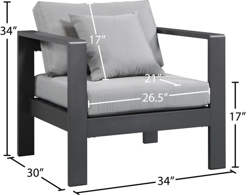 Alyssa Grey Water Resistant Fabric Outdoor Patio Aluminum Arm Chair Chair