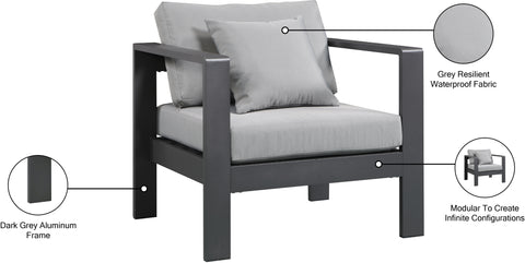 Alyssa Grey Water Resistant Fabric Outdoor Patio Aluminum Arm Chair Chair