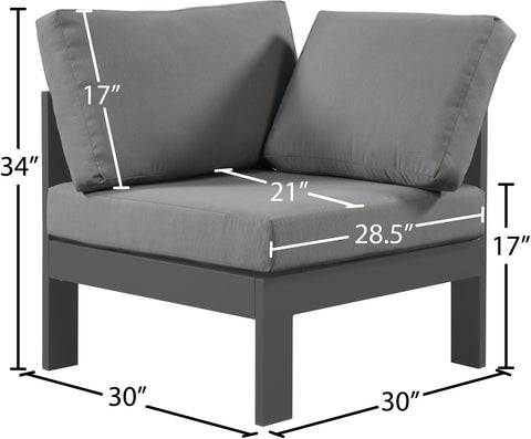 Alyssa Grey Water Resistant Fabric Outdoor Patio Aluminum Corner Chair Corner