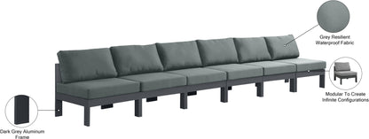 Alyssa Grey Water Resistant Fabric Outdoor Patio Modular Sofa S180B