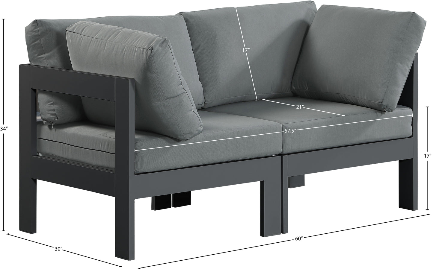 alyssa grey water resistant fabric outdoor patio modular sofa s60a
