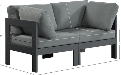 Alyssa Grey Water Resistant Fabric Outdoor Patio Modular Sofa S60A