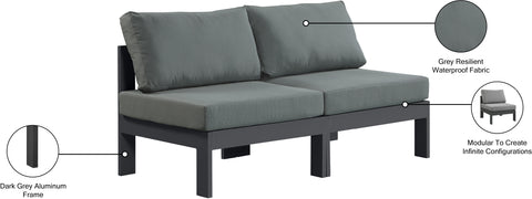 Alyssa Grey Water Resistant Fabric Outdoor Patio Modular Sofa S60B
