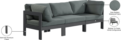 Alyssa Grey Water Resistant Fabric Outdoor Patio Modular Sofa S90A