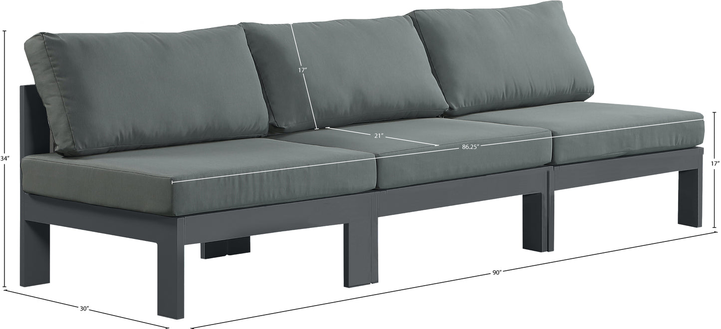 alyssa grey water resistant fabric outdoor patio modular sofa s90b