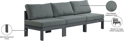 Alyssa Grey Water Resistant Fabric Outdoor Patio Modular Sofa S90B