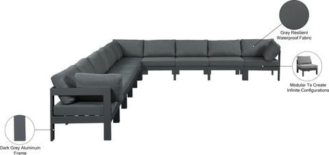Alyssa Grey Water Resistant Fabric Outdoor Patio Modular Sectional Sec10A