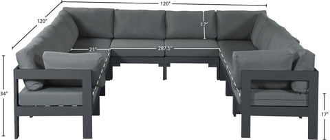 Alyssa Grey Water Resistant Fabric Outdoor Patio Modular Sectional Sec10B