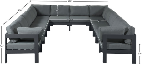 Alyssa Grey Water Resistant Fabric Outdoor Patio Modular Sectional Sec12A